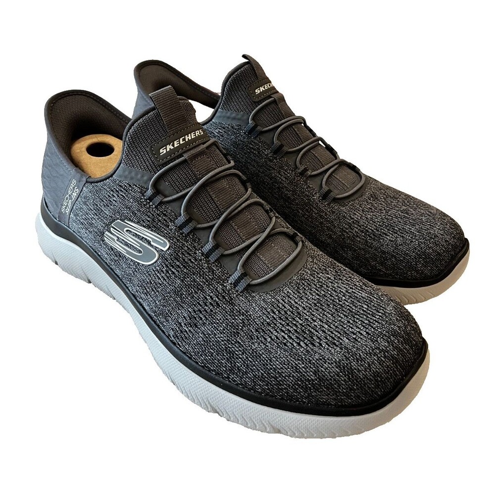 Skechers Men's Size 10 NEW Summits Key Pace Slip Ins Charcoal Gry Black Sneakers